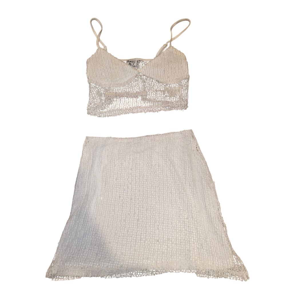 Princess Polly Aarti white openwork camisole and skirt set sz XS